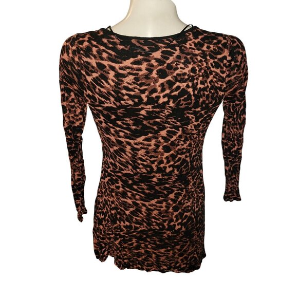 Kensie Pieces Leopard‎ Print Long Sleeve Tunic Dress M 100% Viscose mobwife - Picture 3 of 5
